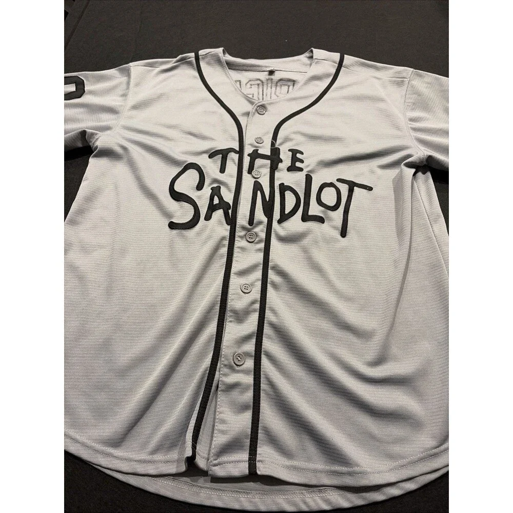 The Sandlot Benny Jet Rodriguez #30 Stitched Grey Baseball Jersey Sz Large